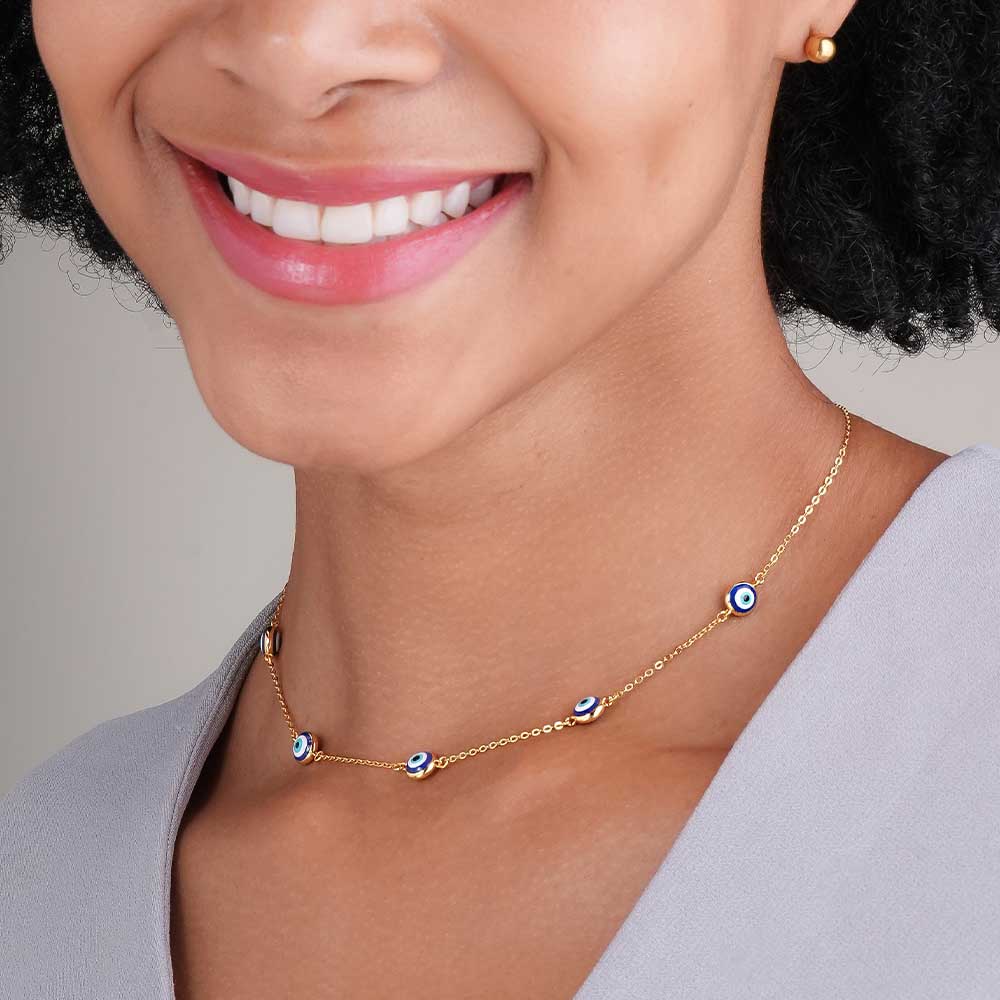 Evil Eye 925 Silver Station Necklace