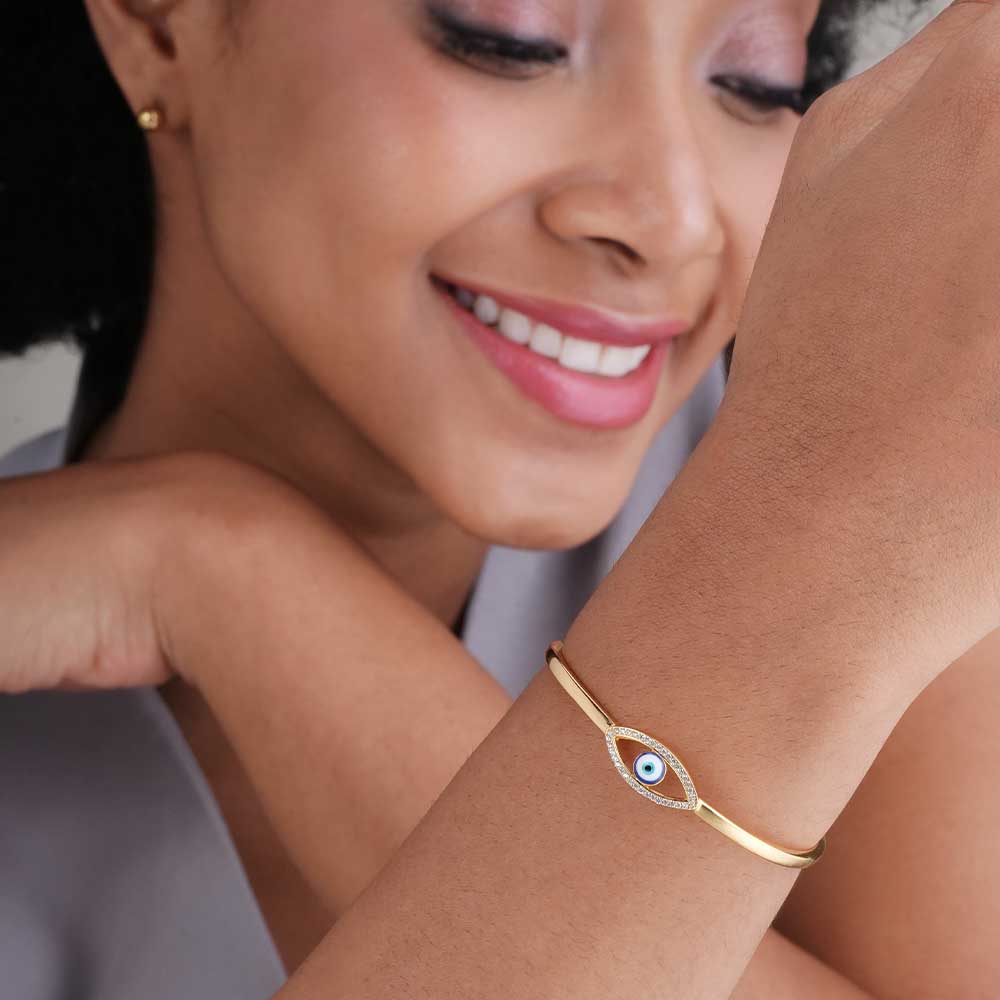 Evil Eye Zeinth 925 Silver Open Bangle