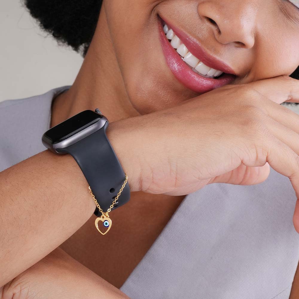 Heart Along Evil Eye 925 Silver Watch Charm