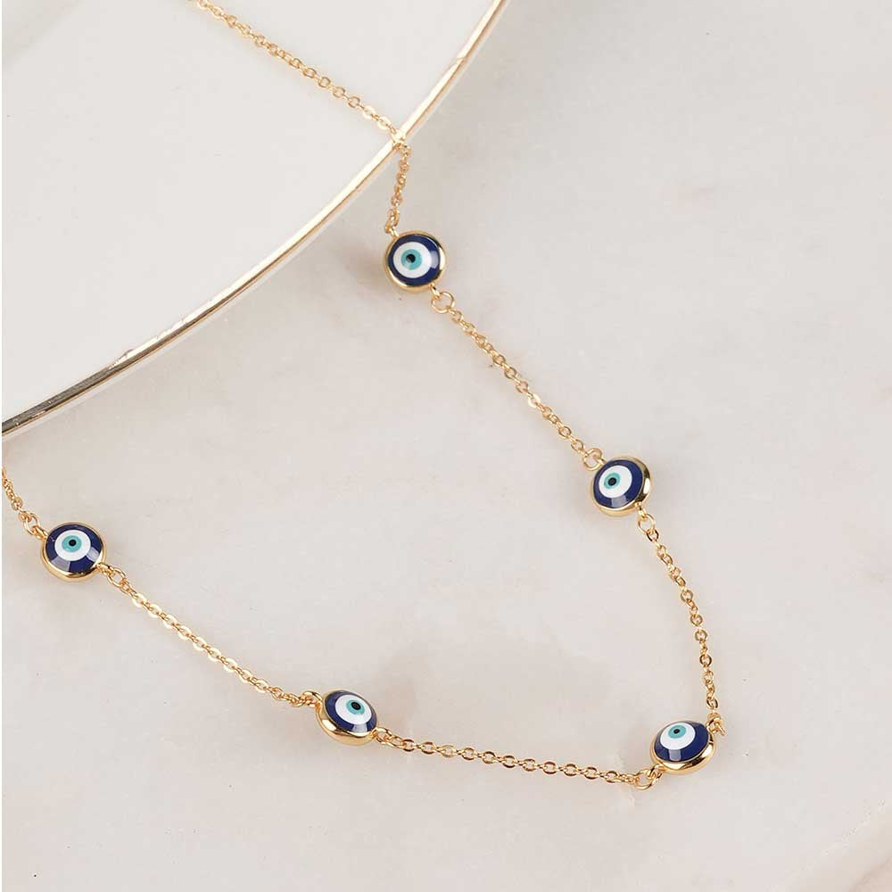 Evil Eye 925 Silver Station Necklace