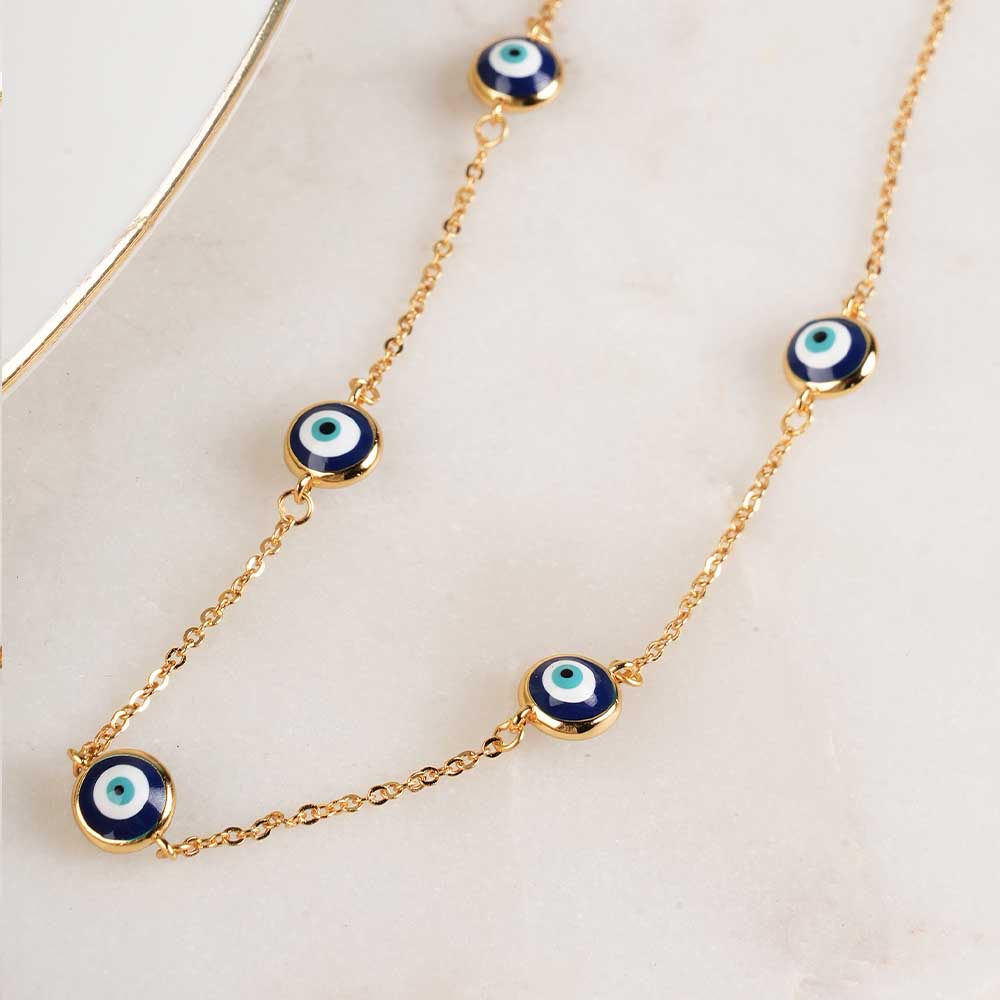 Evil Eye 925 Silver Station Necklace