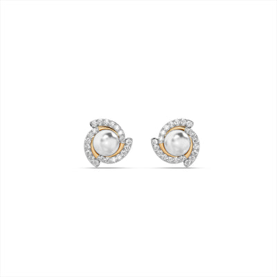 Moonlit Pearl 9KT Gold Laboratory Grown Diamond Earrings