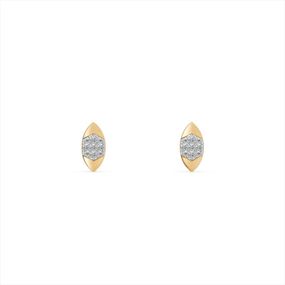 Sculpted Chevron 9KT Gold Laboratory Grown Diamond Earrings