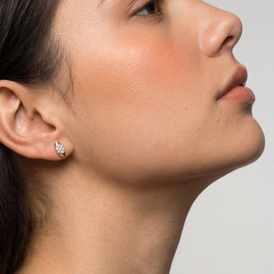 Sculpted Chevron 9KT Gold Laboratory Grown Diamond Earrings