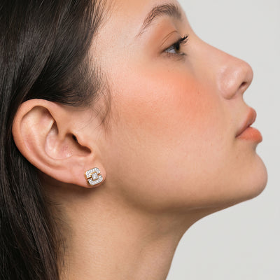 Interlock Maze 9KT Gold Laboratory Grown Diamond Earrings