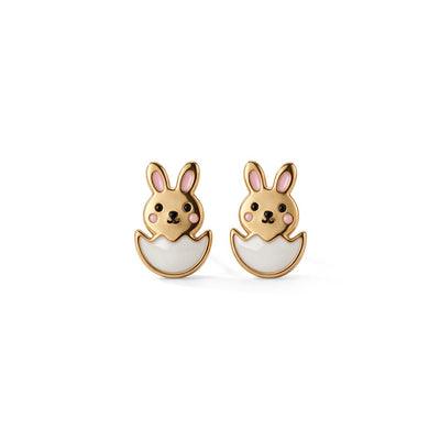Cute Bunny 9KT Gold Stud Earrings for Kids