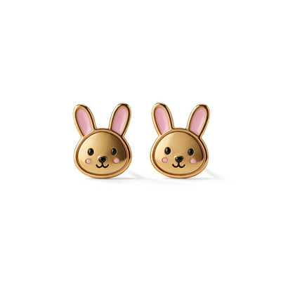 Playful Bunny 9KT Gold Stud Earrings for Kids