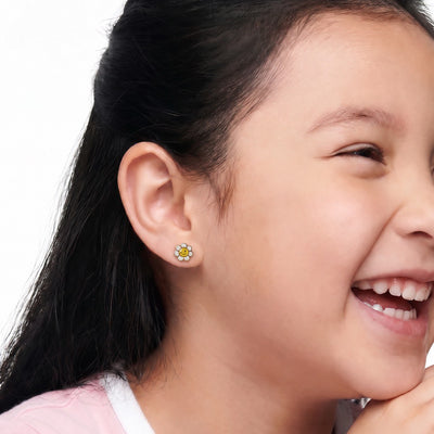 Cute Daisy 9KT Gold Stud Earrings for Kids