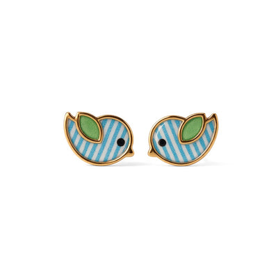 Playful Bird 9KT Gold Stud Earrings for Kids