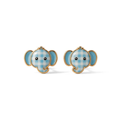 Cute Elephant 9KT Gold Stud Earrings for Kids