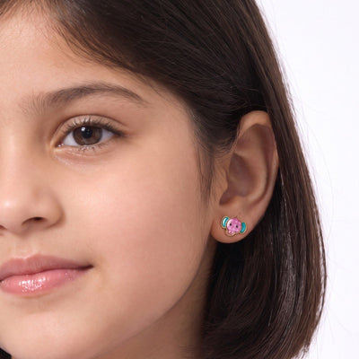 Playful Elephant 9KT Gold Stud Earrings for Kids
