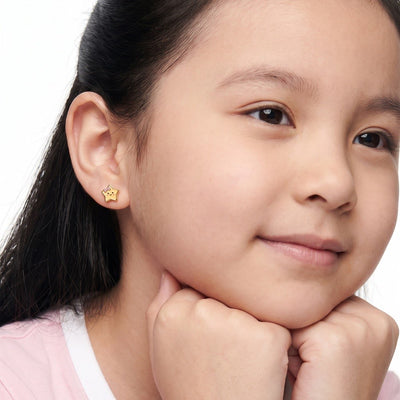Sparkly Star 9KT Gold Stud Earrings for Kids