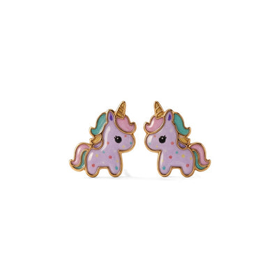Magical Unicorn 9KT Gold Stud Earrings for Kids