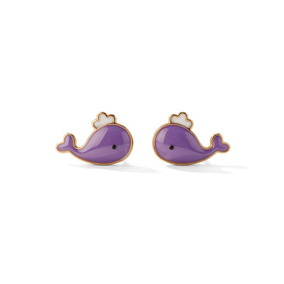 Bubbly Whale 9KT Gold Stud Earrings for Kids