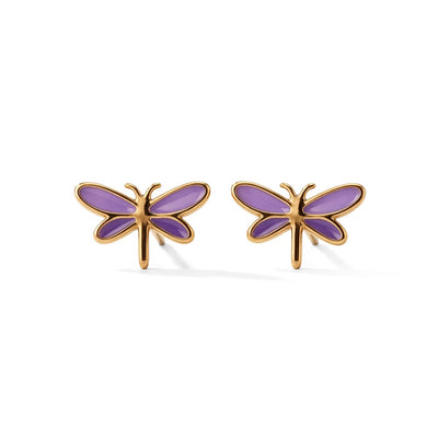 Playful Dragonfly 9KT Gold Stud Earrings for Kids