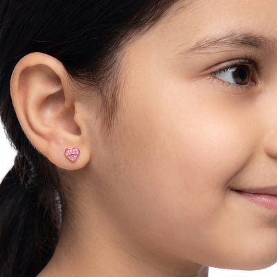 Sweet Heart 9KT Gold Stud Earrings for Kids