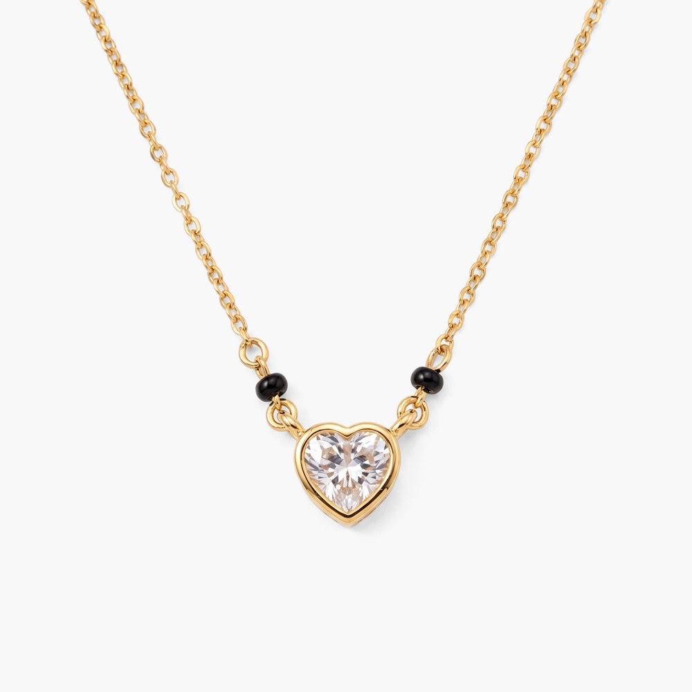 Crystal Heart 925 Sterling Silver Mangalsutra