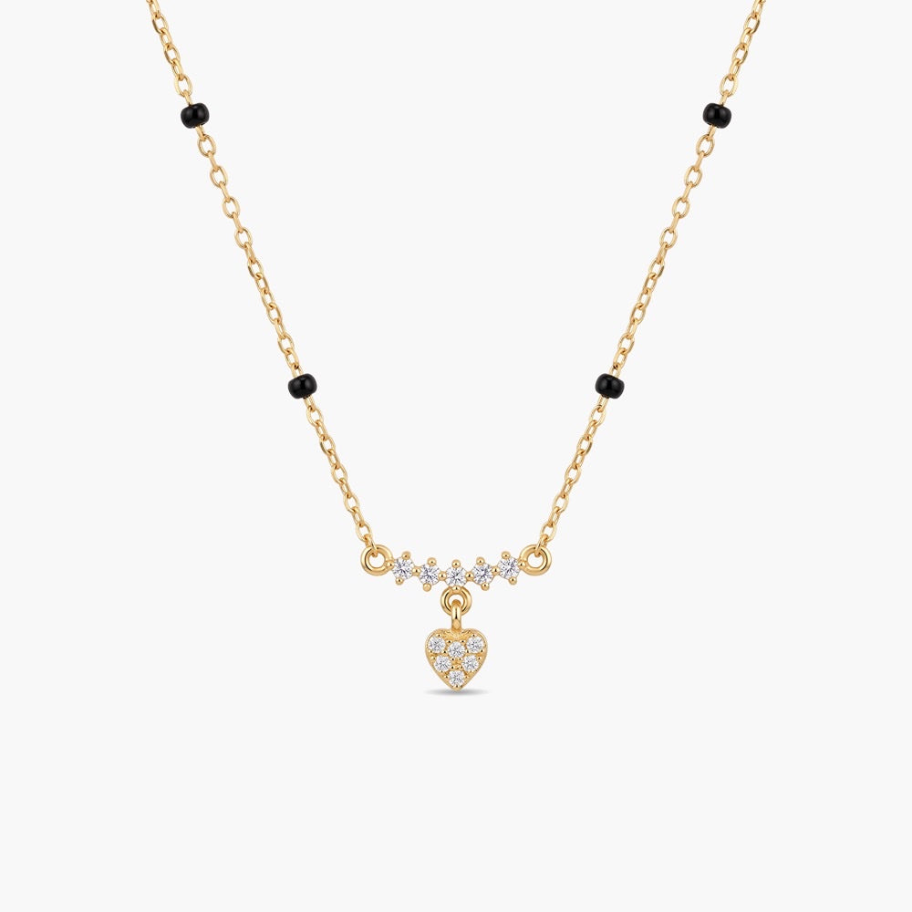 Crystal Blossom Heart 925 Sterling Silver Mangalsutra
