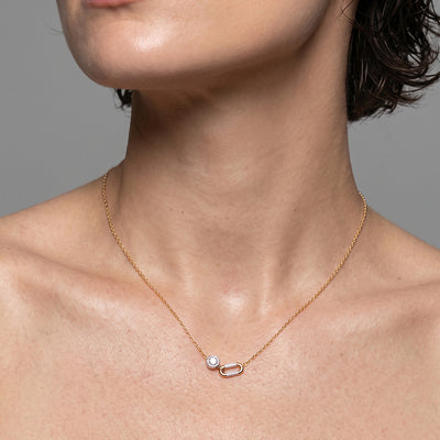 Sculpted Link 9KT Gold Laboratory Grown Diamond Necklace