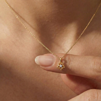 Asterisk 9KT Gold Laboratory Grown Diamond Pendant
