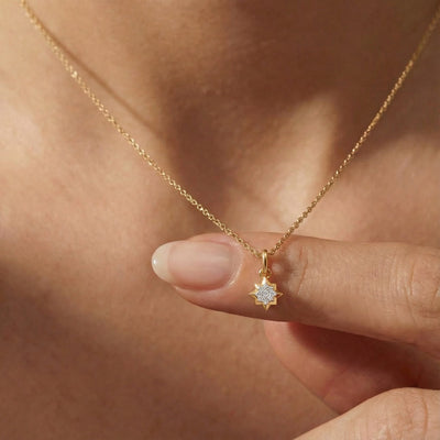 Shiny Star 9KT Gold Laboratory Grown Diamond Pendant