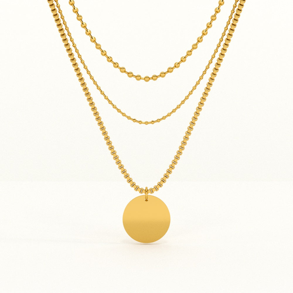 Round Belle Three Layer Necklace