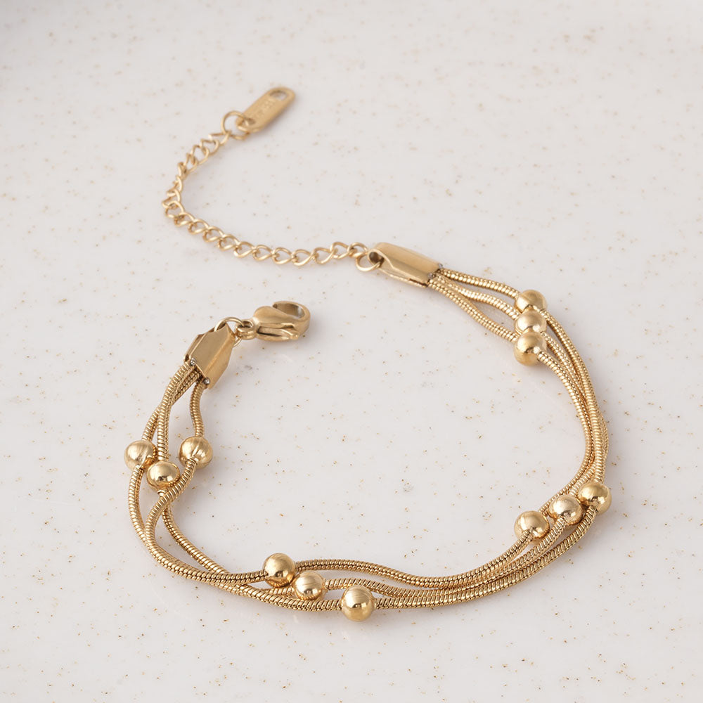 Gold Chain Bracelet with Beads