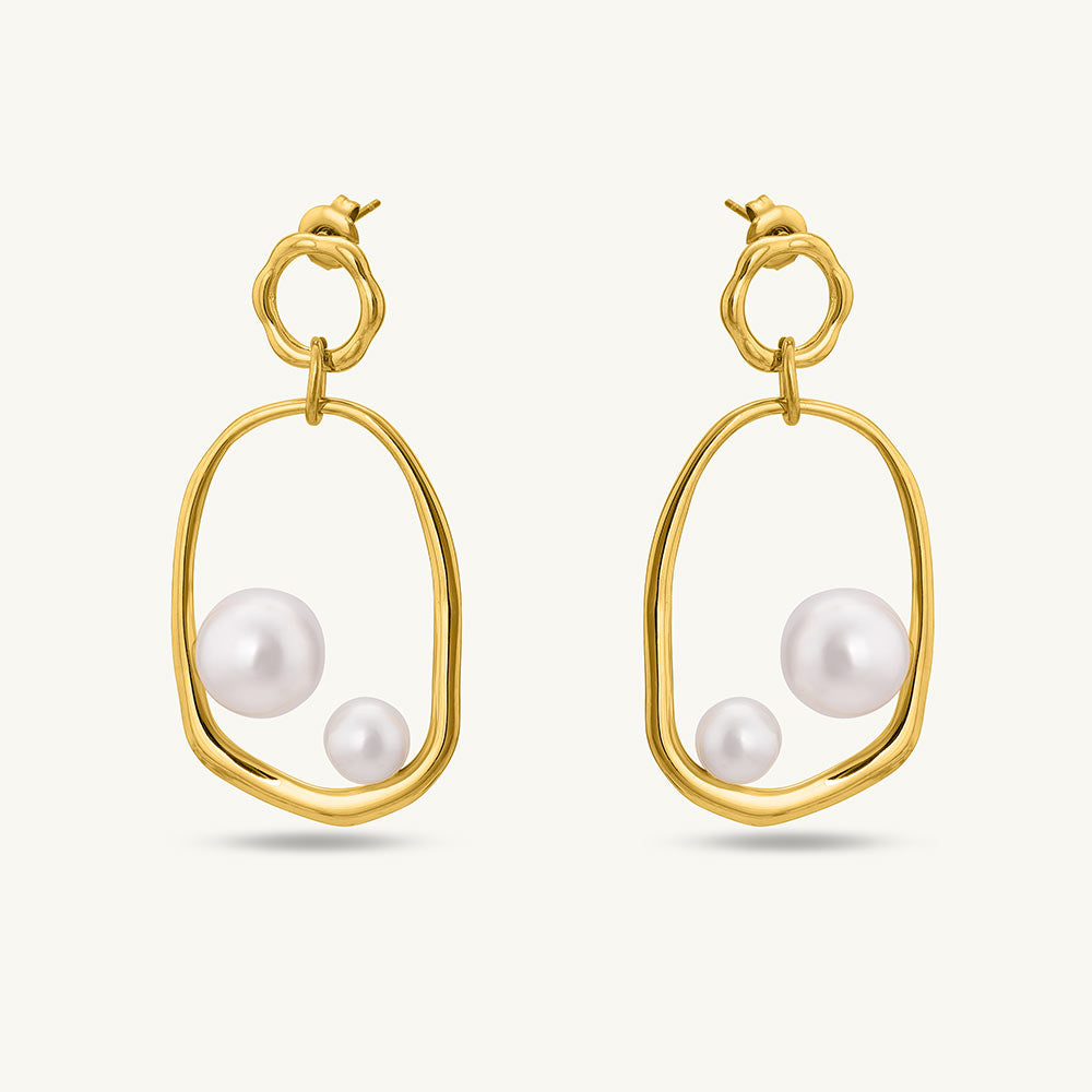 Golden Pearl Drop Earrings