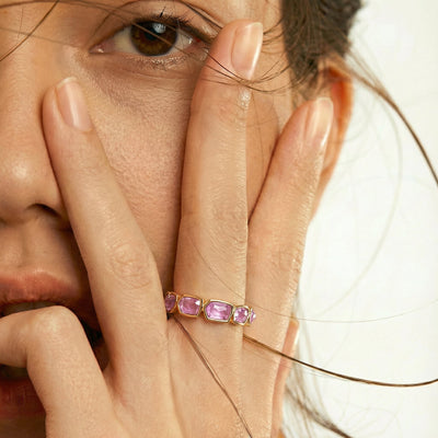 Dazzling Pink Sapphire 9KT Gold Ring
