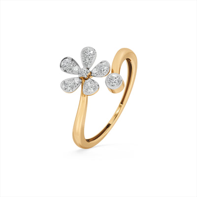 Floral Sprig 9KT Gold Laboratory Grown Diamond Ring