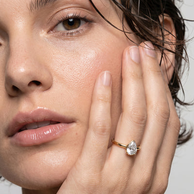 Dewdrop Solitaire 9KT Gold Laboratory Grown Diamond Ring