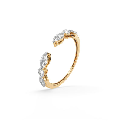 Marquise Station 9KT Gold Laboratory Grown Diamond Ring
