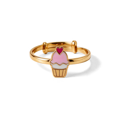 Sweet Cupcake 9KT Gold Ring for Kids