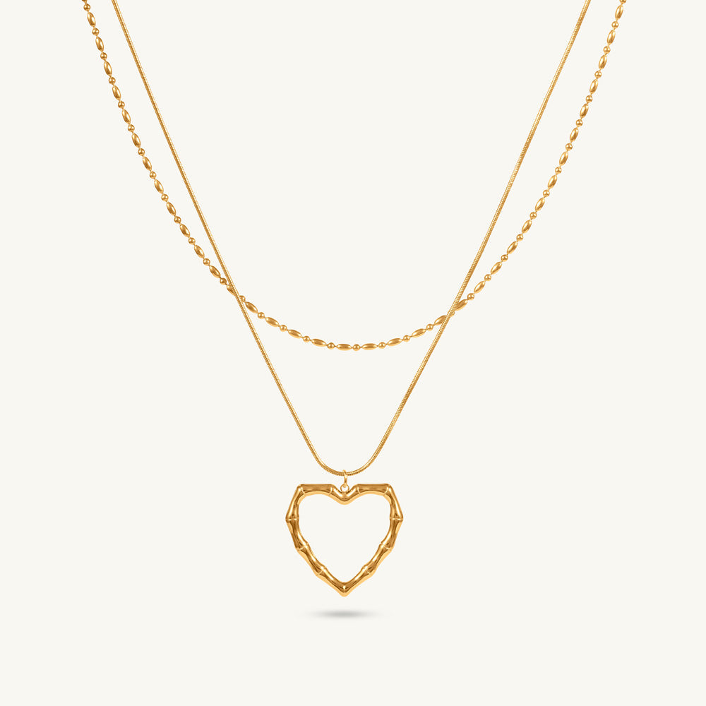 Double Heart Outline Layered ChainTEST