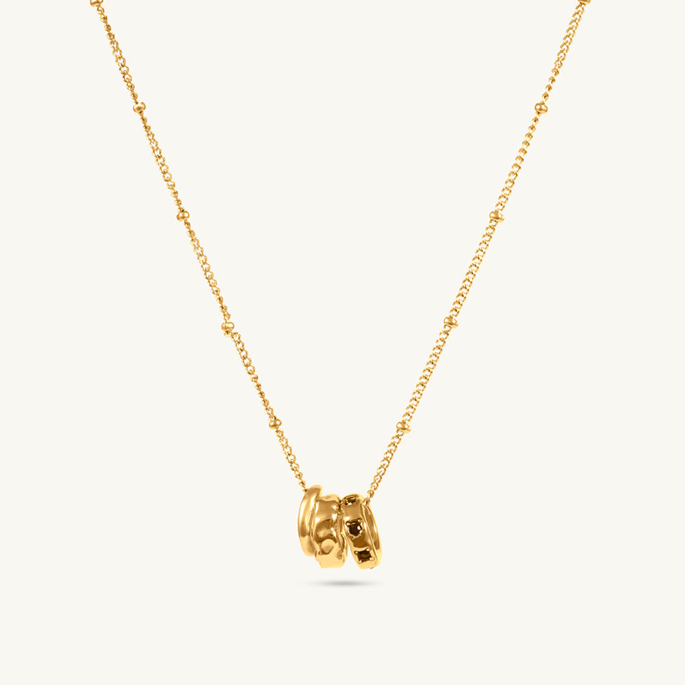 Textured Gold Chain with Twisted Ring PendantTEST