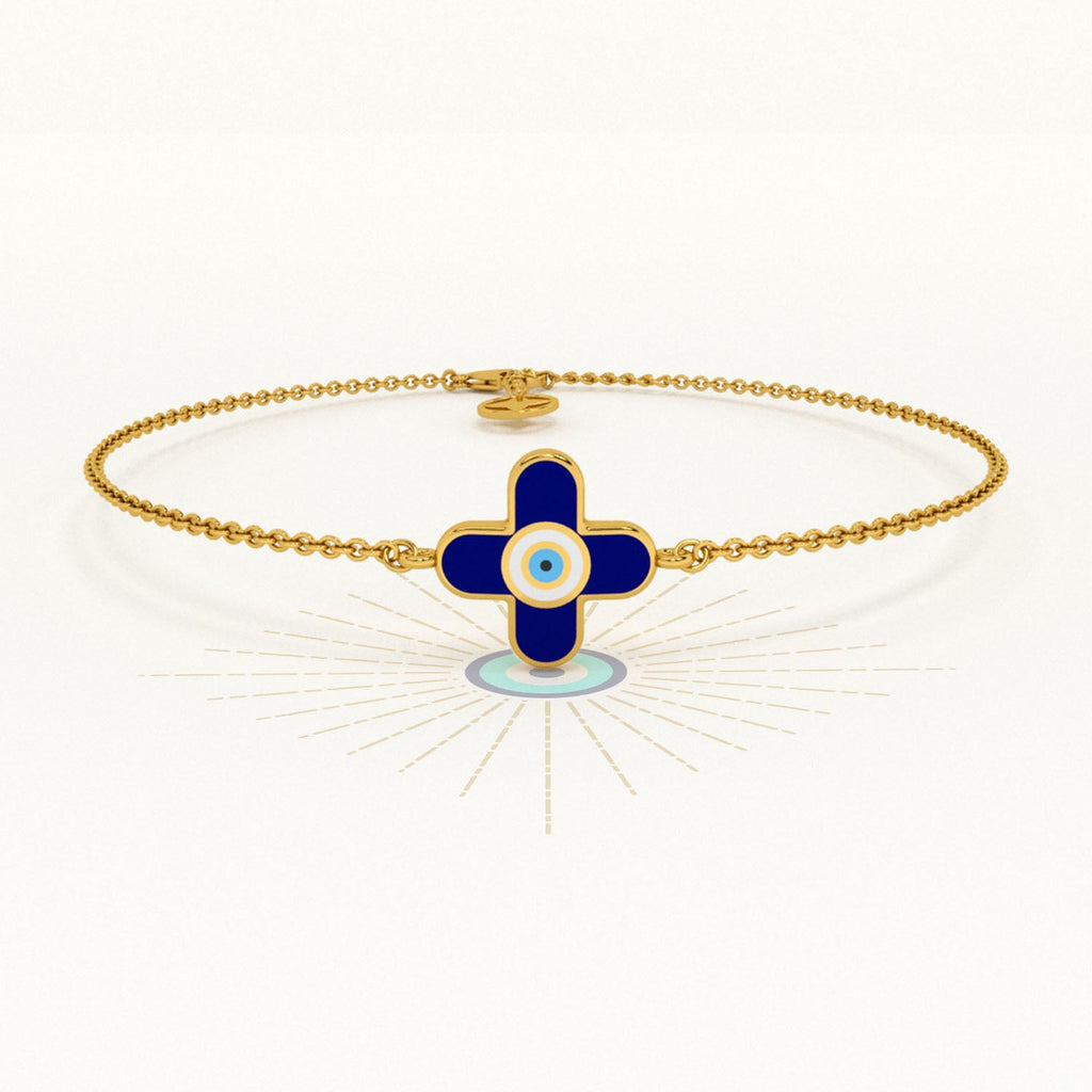Evil Eye Clover 925 Silver Bracelet