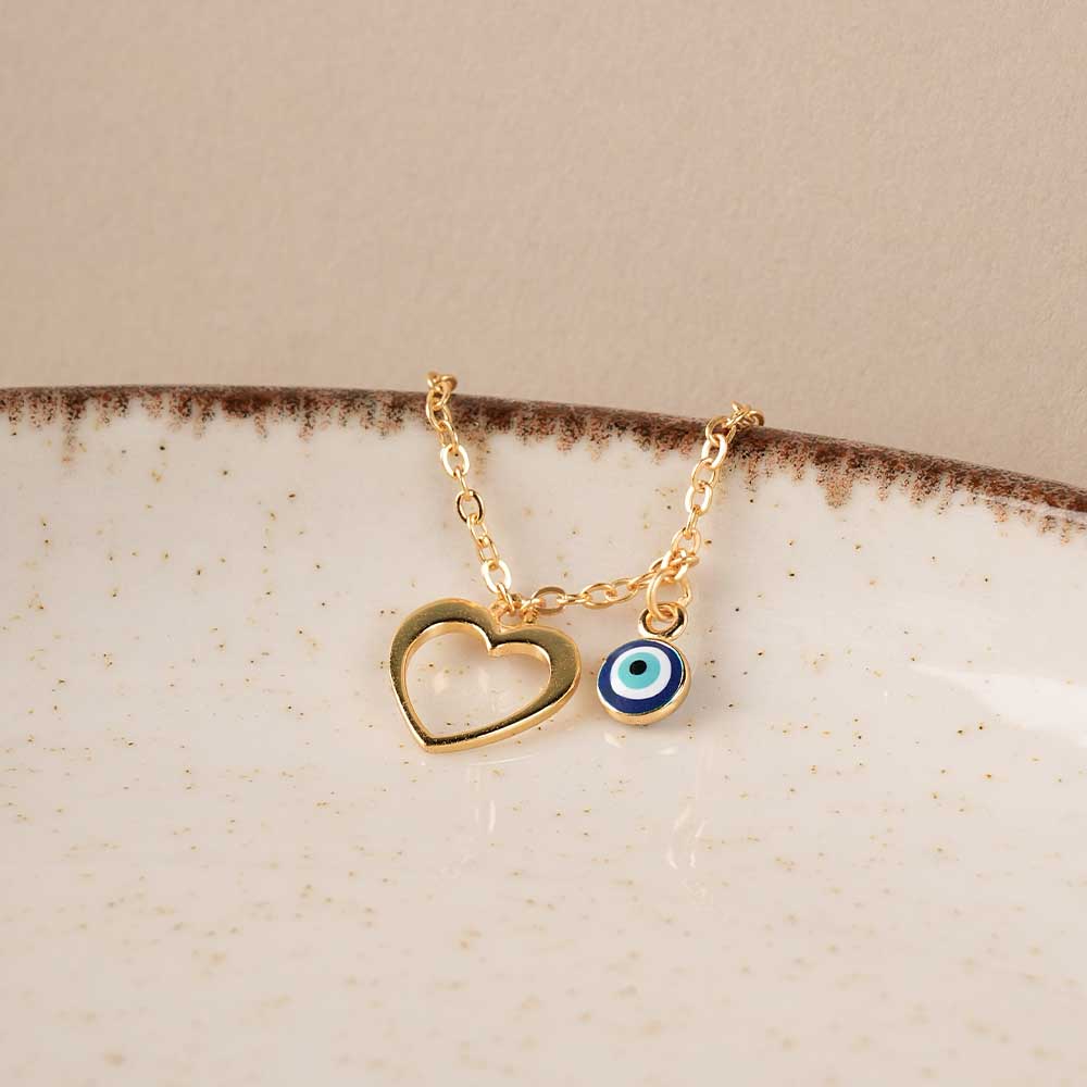 Heart Along Evil Eye 925 Silver Watch Charm