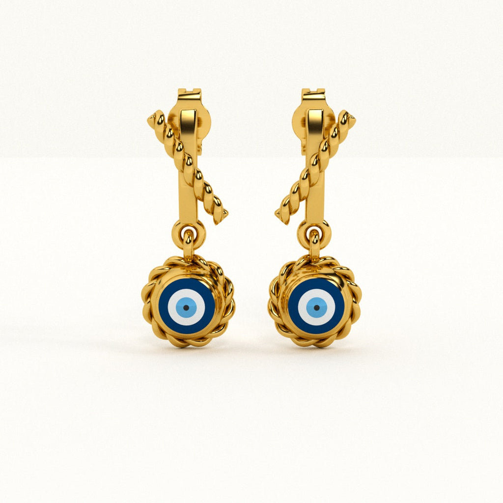 Evil Eye Rope 925 Silver Earrings