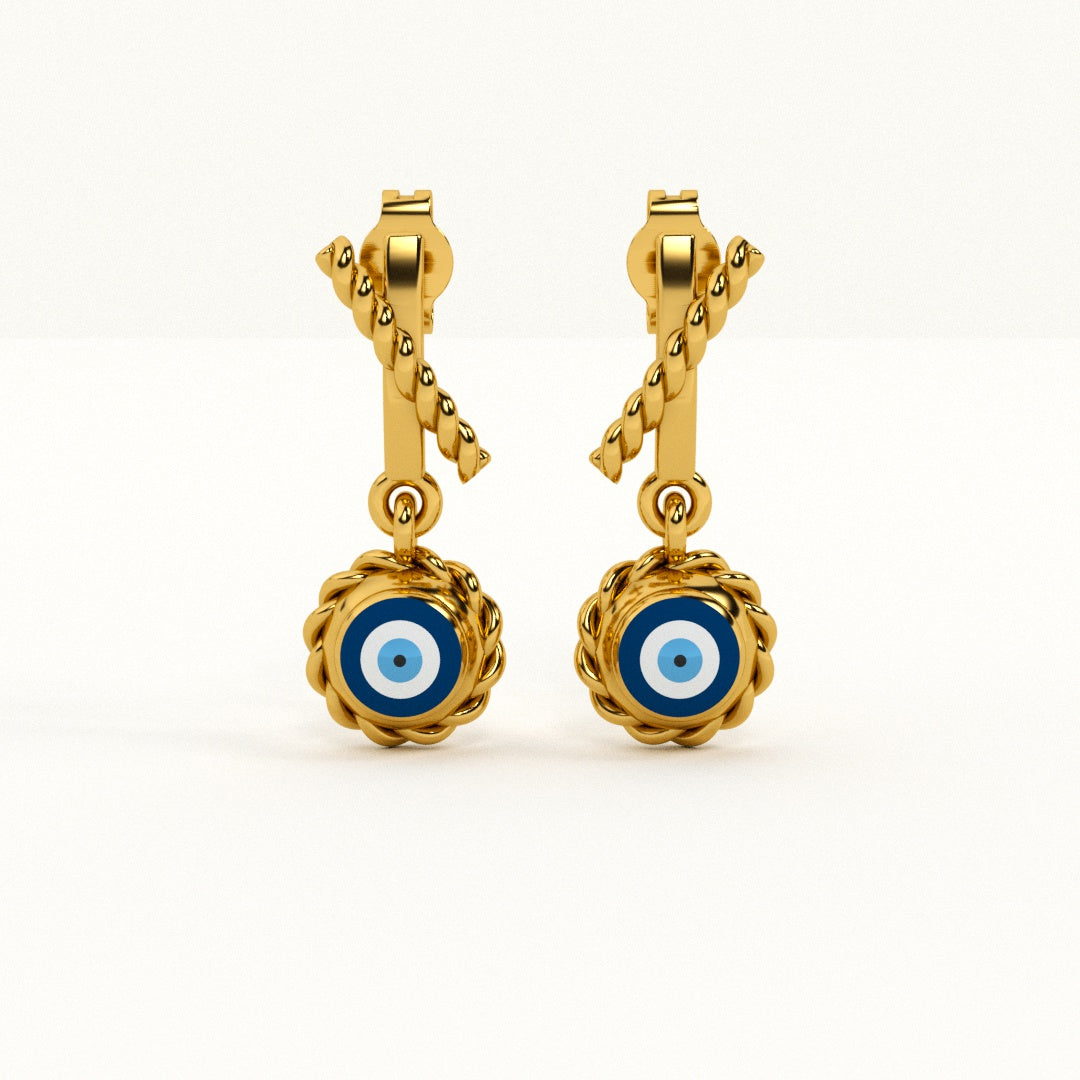 Evil Eye Rope 925 Silver Earrings