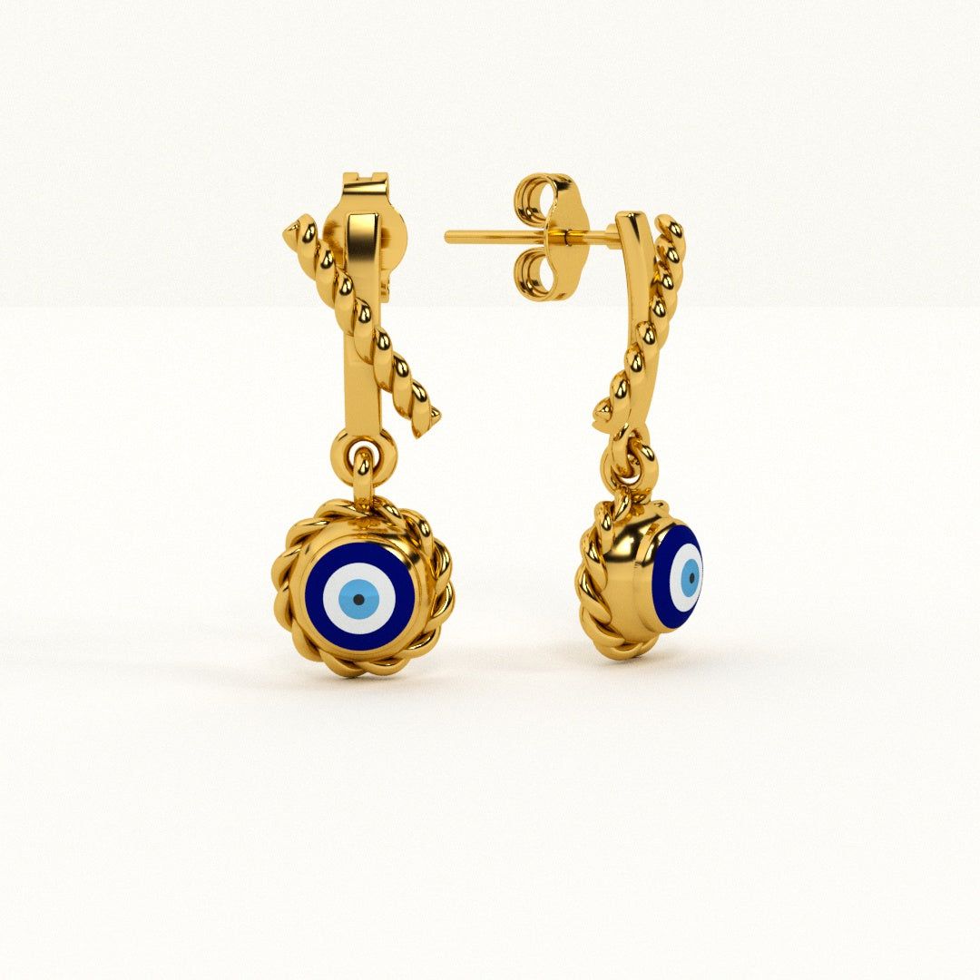 Evil Eye Rope 925 Silver Earrings