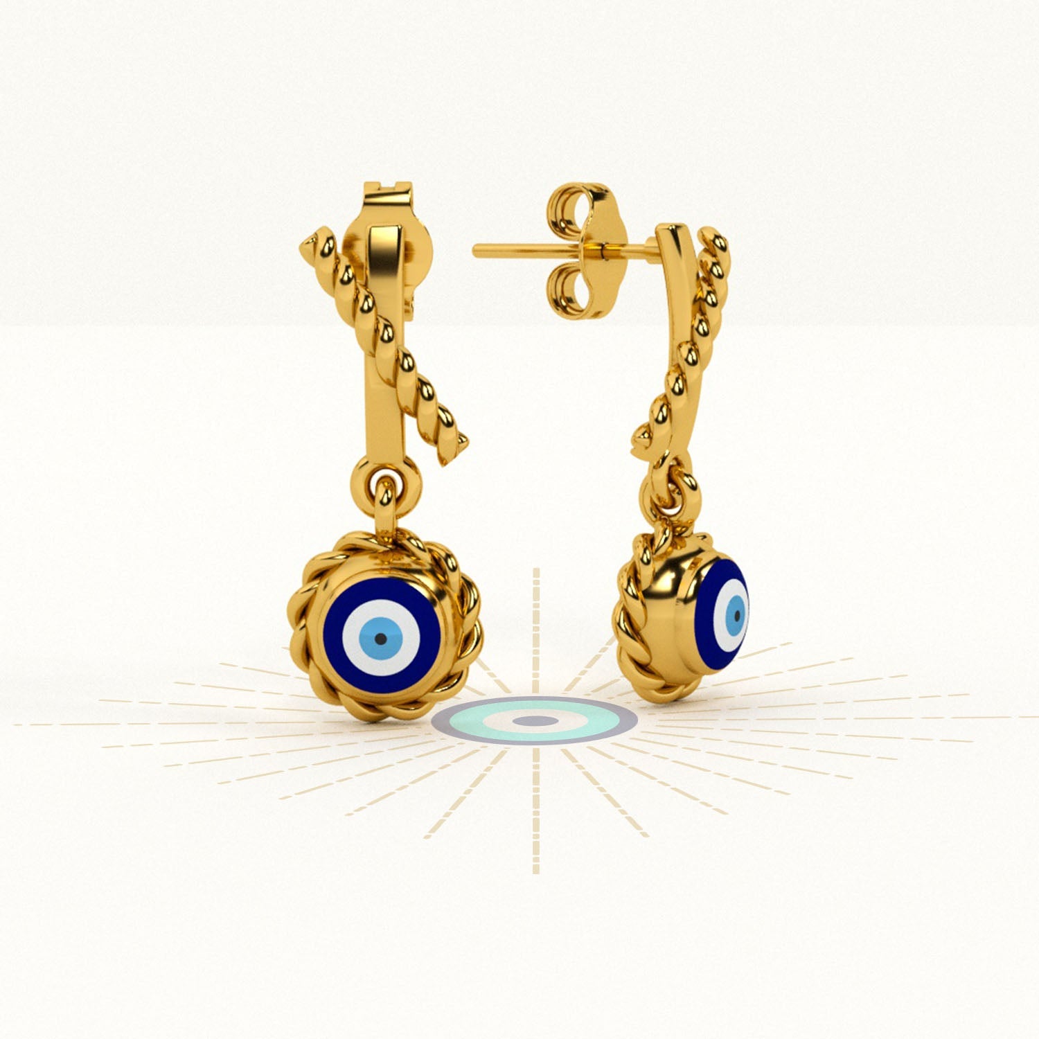 Evil Eye Rope 925 Silver Earrings