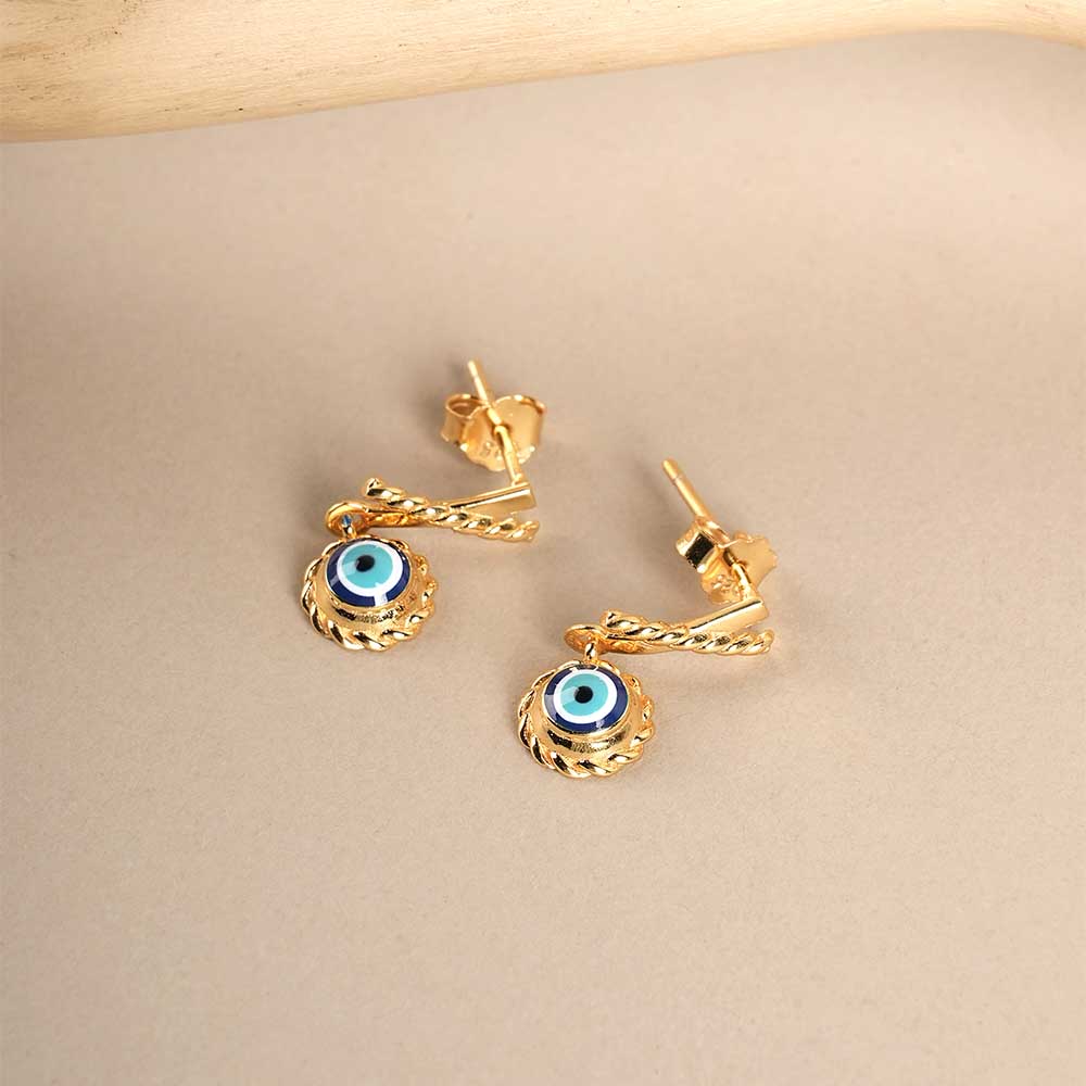 Evil Eye Rope 925 Silver Earrings