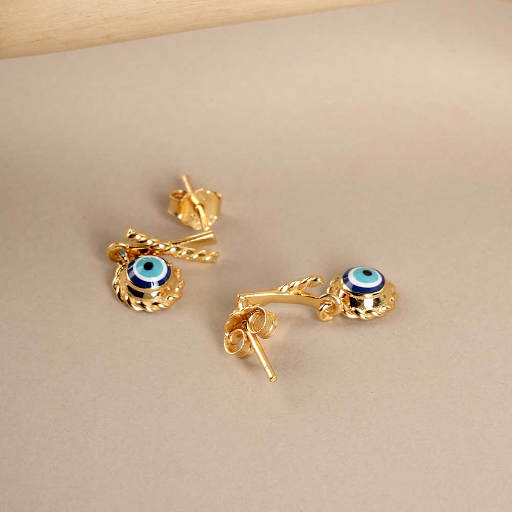 Evil Eye Rope 925 Silver Earrings