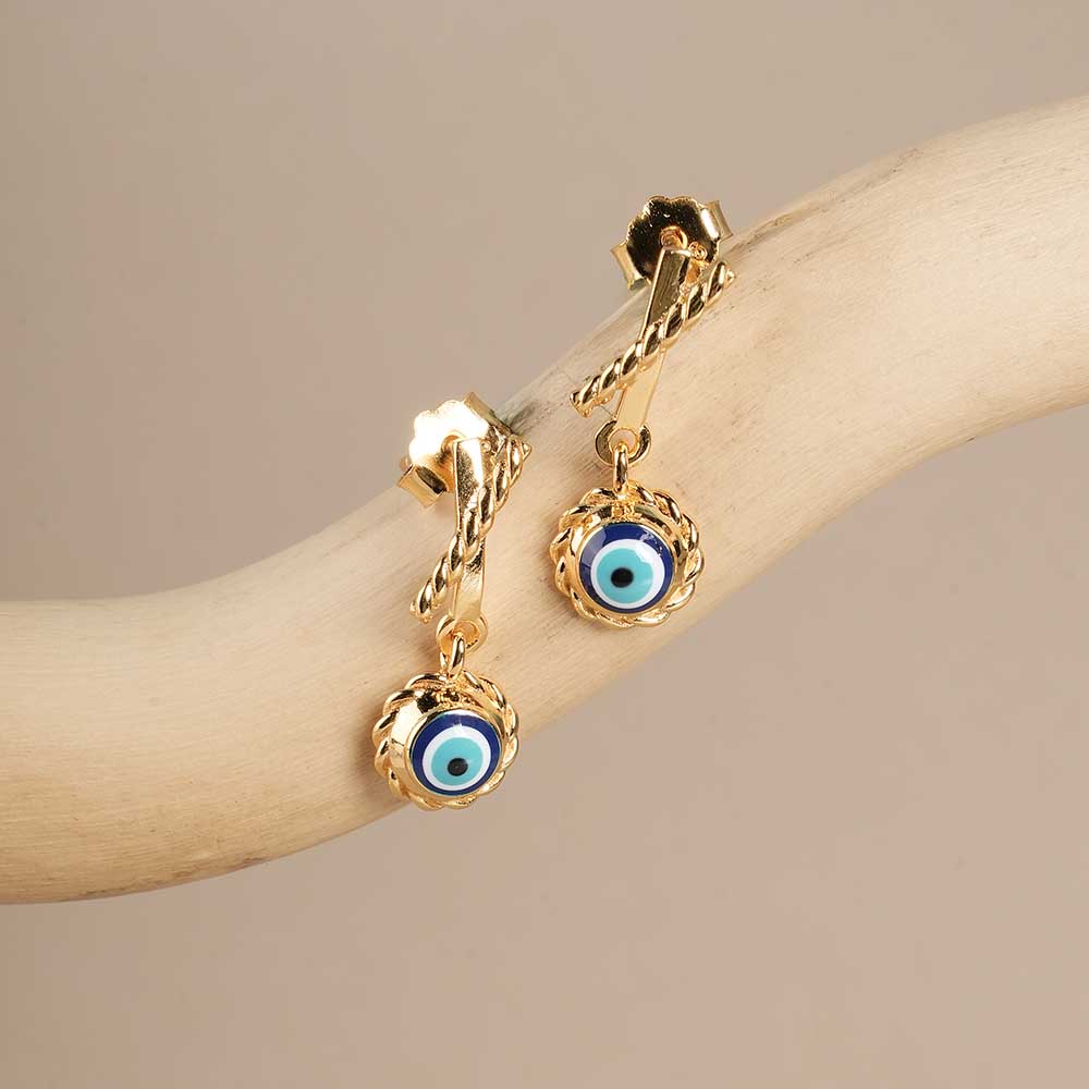 Evil Eye Rope 925 Silver Earrings
