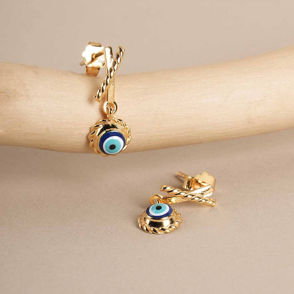 Evil Eye Rope 925 Silver Earrings