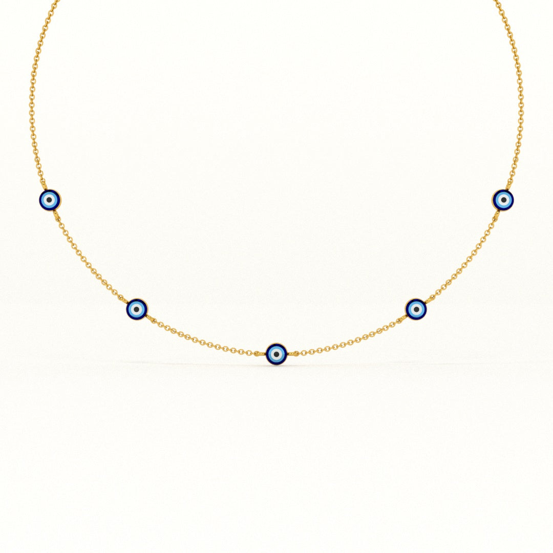 Evil Eye 925 Silver Station Necklace